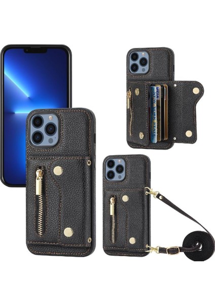 IPhone 13 Için Kılıf Pro Max Mini Sırt Çantası Büyük Kapasiteli Kart Yuvaları Uzun (Yurt Dışından)