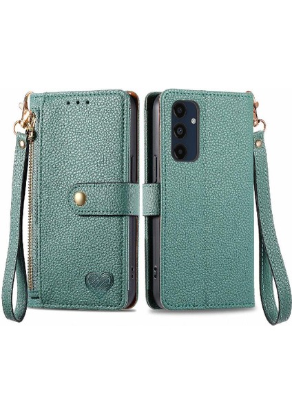 Mays Boutique Samsung Galaxy M55 Fermuar Aşk Deri Kılıf Cüzdan Için Flip Case (Yurt Dışından)