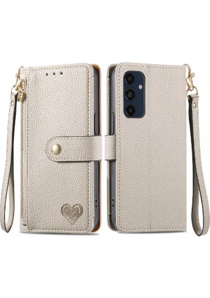 Samsung Galaxy M55 Fermuar Aşk Deri Kılıf Cüzdan Için Flip Case (Yurt Dışından)