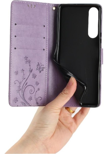 Sony Xperia 5 V Kickstand Kart Tutucu Için Filp Durumda Manyetik Kapatma Bilek (Yurt Dışından)