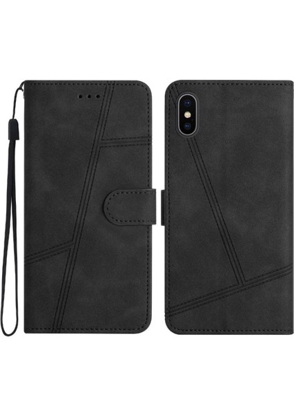 IPhone Xs Max Için Flip Case Kart Yuvaları Tutucu Manyetik Kapak Folio Bilek Pu (Yurt Dışından)