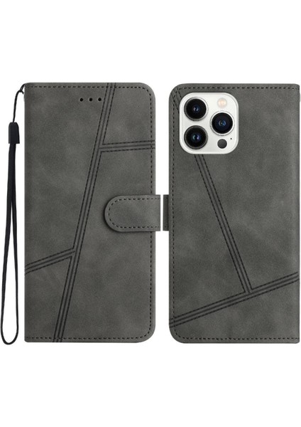 IPhone 15 Için Flip Case Pro Bilek Kayışı Cüzdan Pu Deri Tam Koruma (Yurt Dışından)