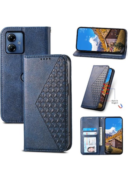 Motorola Moto G34 Günlük Kullanım Için Flip Case Cüzdan El Kayışı Standı Eşkenar Dörtgen (Yurt Dışından)