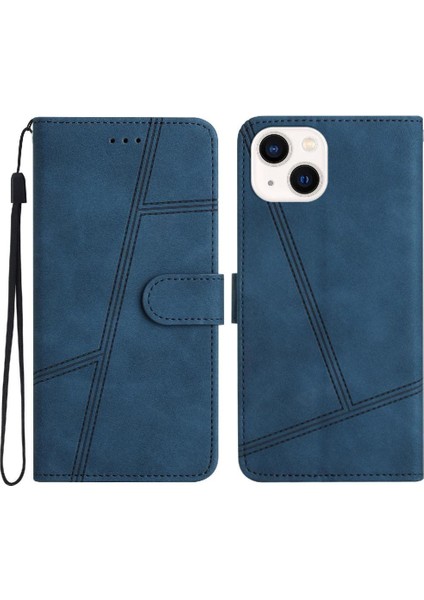 IPhone 14 Için Flip Case Bilek Kayışı Cüzdan Pu Deri Tam Koruma Flip (Yurt Dışından)