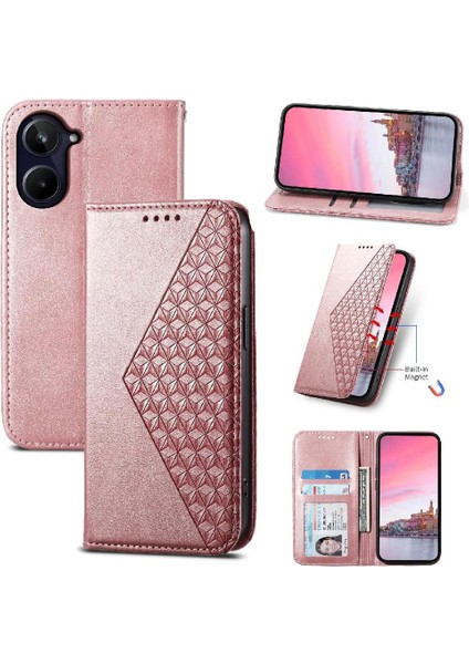 Realme 10 Pro 5g Cüzdan Günlük Kullanım Için Flip Case El Kayışı Eşkenar Dörtgen Şekli (Yurt Dışından)