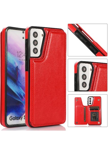 Samsung Galaxy S21 Artı Çift Manyetik Toka Kart Yuvaları Için Cüzdan Kılıf (Yurt Dışından)