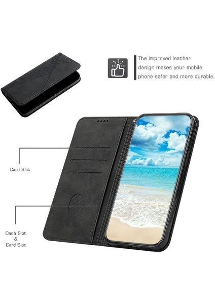 Realme C61 Cüzdan Kickstand Pu Deri Kart Ekleme Için Flip Case (Yurt Dışından)