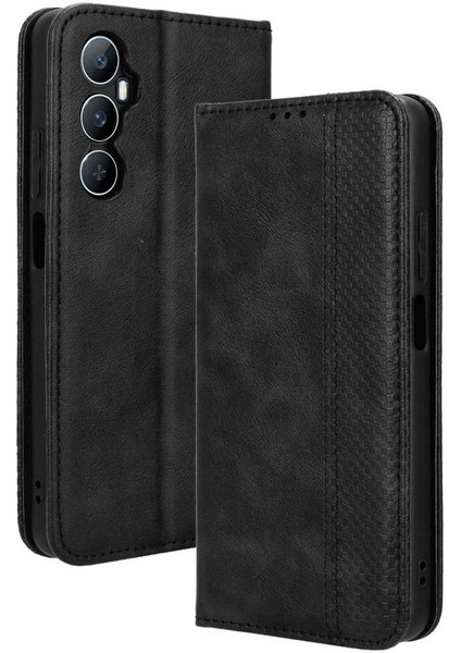Realme C65 4g Manyetik Kapatma Pu Deri Cüzdan Için Kılıf (Yurt Dışından)
