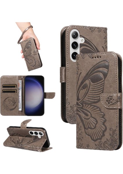 Samsung Galaxy S24 Artı Yüksek Kaliteli Deri ile Kabartmalı Flip Case (Yurt Dışından)