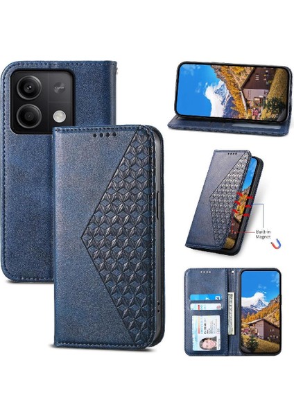 Xiaomi Redmi Not 13 Için Flip Case 4g Cüzdan Eşkenar Dörtgen Şekli Standı El Kullanımı (Yurt Dışından)