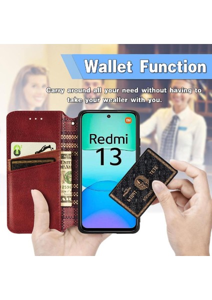 Xiaomi Redmi Için Flip Case 13 4g Kapak Çevirin Kılıf Zarif Cüzdan (Yurt Dışından) modelleri