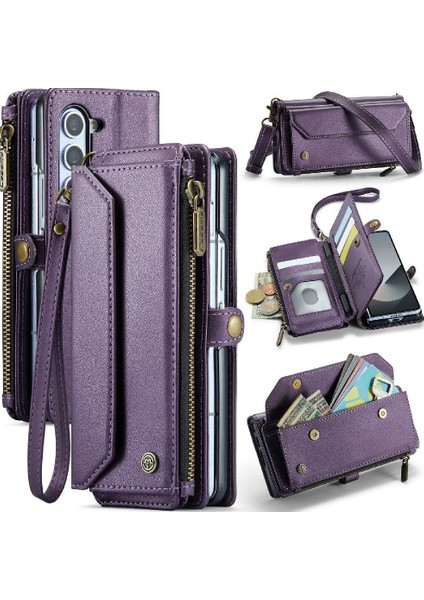 Samsung Galaxy Z Için Crossbody Durumda Kat 6 5g Kılıf Cüzdan Rfıd Engelleme (Yurt Dışından)