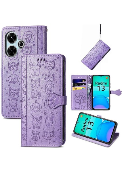 Xiaomi Redmi Için Flip Case 13 4g Deri Kılıf Kısa Kayış Karikatür Hayvanlar (Yurt Dışından) fiyatları