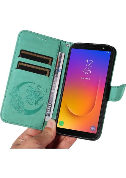 Samsung Galaxy J6 2018 Için Flip Case Ayrılabilir El Kayışı Kabartmalı Yüksek (Yurt Dışından)