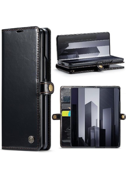 Samsung Galaxy Z Için Flip Case Fold 6 5g Retro Cüzdan Kapak Çılgın At (Yurt Dışından)