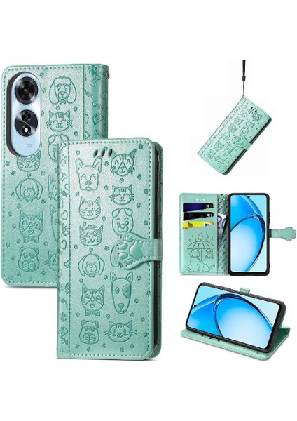 Oppo A60 4g Flip Kapak Için Flip Case Kısa Kayış Deri Kılıf Karikatür (Yurt Dışından)