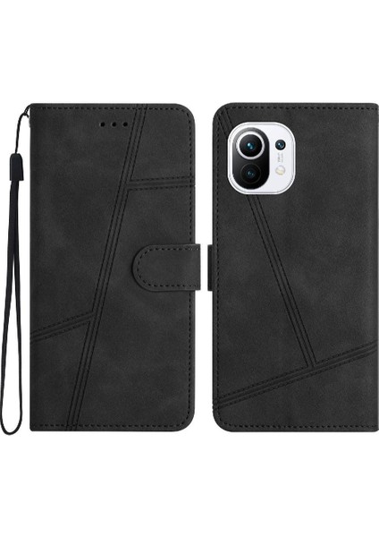 Xiaomi 11 Lite Için Flip Case Bilek Kayışı Cüzdan Pu Deri Kart Yuvaları Flip (Yurt Dışından)