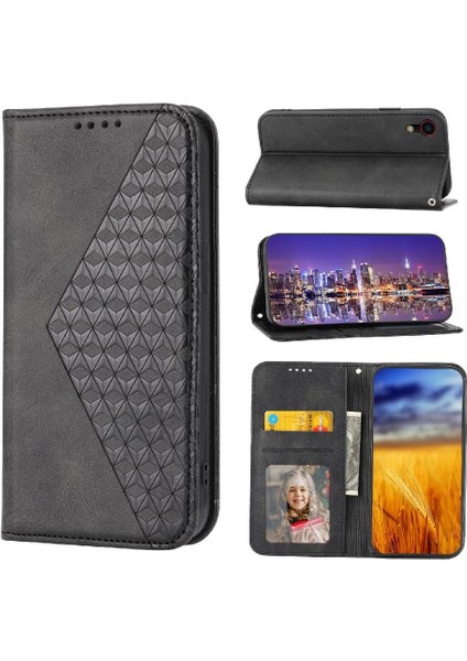 IPhone Xr Günlük Kullanım Için Flip Case Eşkenar Dörtgen Şekli Cüzdan Standı El Kayışı (Yurt Dışından)