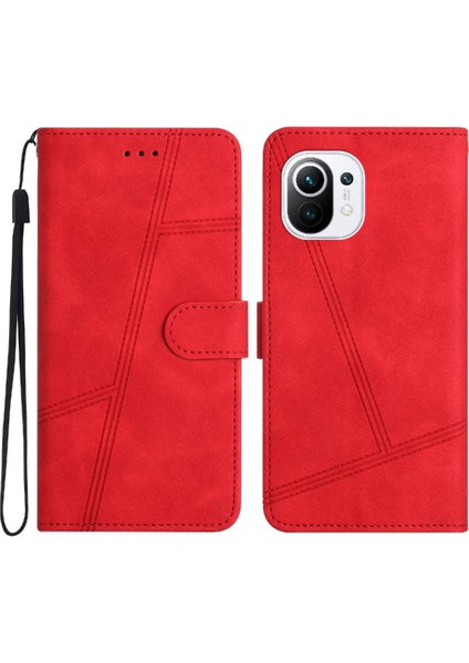 Xiaomi 11 Lite Için Flip Case Bilek Kayışı Cüzdan Pu Deri Kart Yuvaları Flip (Yurt Dışından)