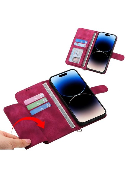IPhone 16 Için Flip Case Pro Max Çoklu Kredi Kartı Yuvaları Kabartmalı (Yurt Dışından)