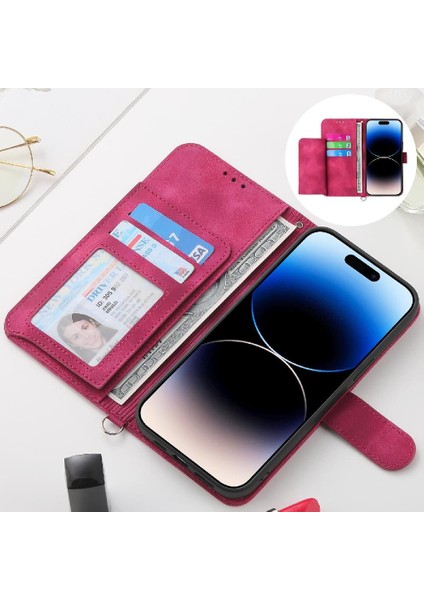 IPhone 16 Için Flip Case Pro Max Çoklu Kredi Kartı Yuvaları Kabartmalı (Yurt Dışından)