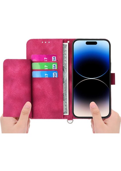 IPhone 16 Için Flip Case Pro Max Çoklu Kredi Kartı Yuvaları Kabartmalı (Yurt Dışından)