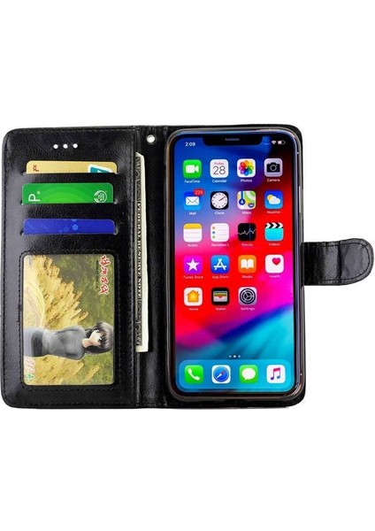 IPhone 11 Için Flip Case Pro Max Darbeye Pu Deri Kickstand Kart (Yurt Dışından)