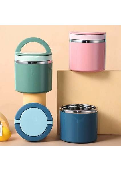 Sızdırmaz Öğle Yemeği Bento Kutusu Paslanmaz Çik Çorba Bardağı Gıda Kabı Termal Kahvaltı 630ML Yeşil (Yurt Dışından)