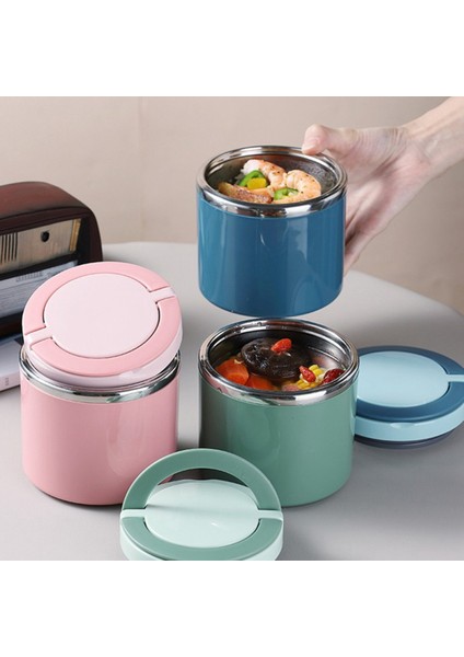 Sızdırmaz Öğle Yemeği Bento Kutusu Paslanmaz Çik Çorba Bardağı Gıda Kabı Termal Kahvaltı 630ML Yeşil (Yurt Dışından)