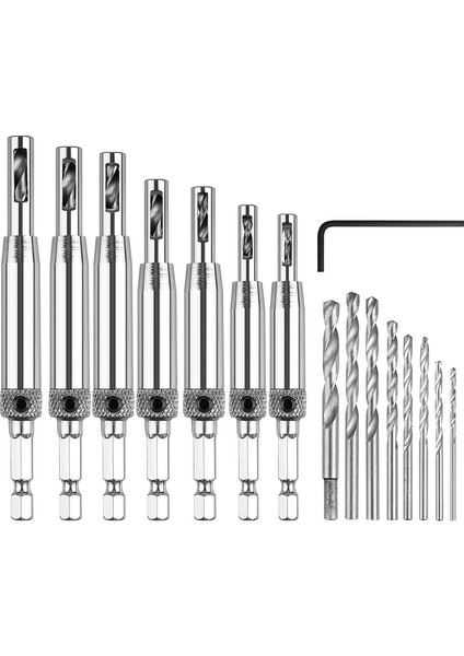 Merkezi Matkap Ucu Seti, 15 Adet Merkezleme Menteşe Donanım Matkap Uçları Seti (Yurt Dışından)