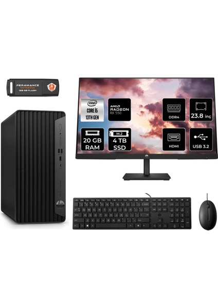 Pro Tower 290 G9 Intel Core I5 13500 20GB 4tb SSD RX550/4GB 23.8" Fhd Monitör Fdos 8T2W9ES Masaüstü Bilgisayar & Per4 USB Bellek 8T2W9ESMNT1320