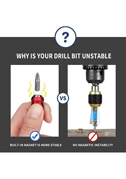 Matkap Ucu Uzatma, 1/4 Inç Hex Shank Manyetik Bit Genişletici (Yurt Dışından)