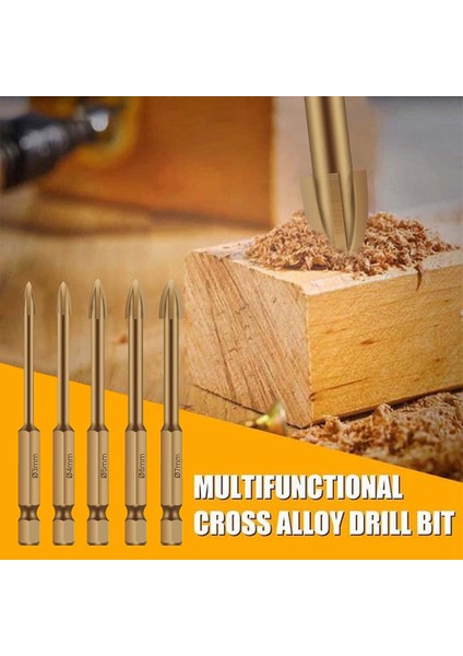 Üniversal Delme Aleti 5pcs, Çapraz Alaşımlı Matkap Ucu, Siyah (Yurt Dışından)