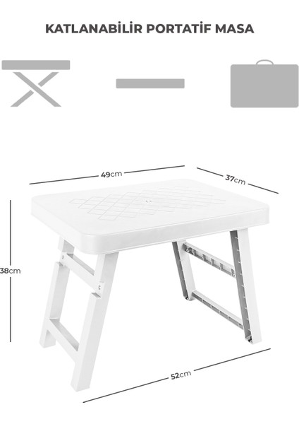 Portatif Katlanabilir Masa, Piknik Masası, Balkon Sehpası