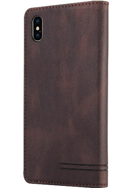 IPhone Xs Max Premium Deri Kickstand Iki Kart Yuvaları Premium Kılıf (Yurt Dışından)