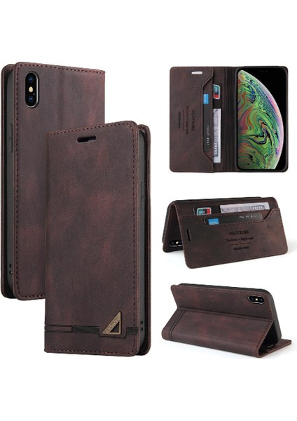 IPhone Xs Max Premium Deri Kickstand Iki Kart Yuvaları Premium Kılıf (Yurt Dışından)