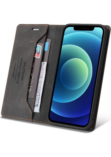 IPhone 12 Için Kılıf Mini Premium Deri Premium Deri Iki Kart Yuvaları (Yurt Dışından)