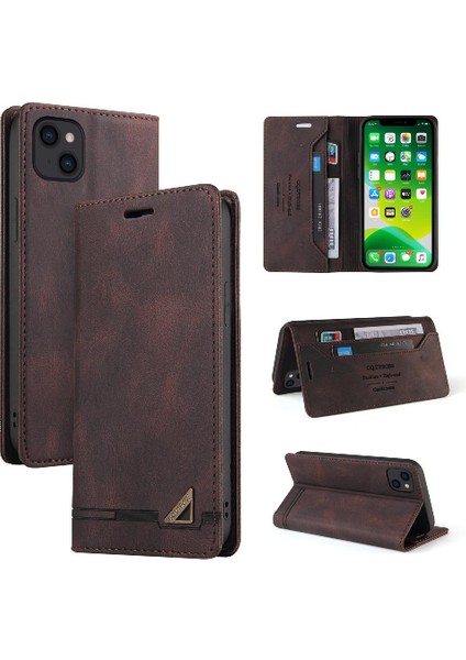IPhone 15 Için Kılıf Artı Premium Deri Iki Kart Yuvaları Kickstand Premium (Yurt Dışından)