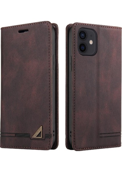 IPhone 12 Için Kılıf Mini Premium Deri Premium Deri Iki Kart Yuvaları (Yurt Dışından)