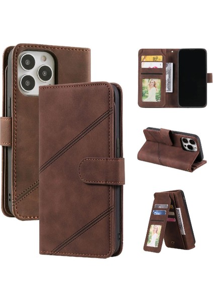 IPhone 13 Için Kılıf Pro Max Cüzdan Flip Folio Bileklik Kart Tutucu Pu (Yurt Dışından)