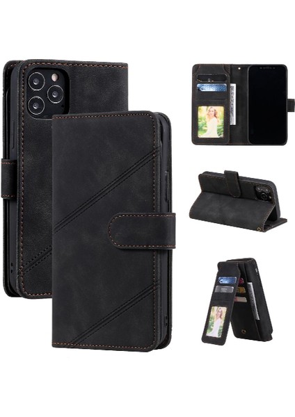 IPhone 12 Için Kılıf Pro Max Manyetik Cüzdan Çevir Folio Pu Deri Bileklik (Yurt Dışından)