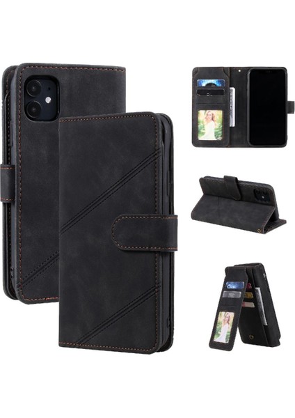 IPhone 12 Için Kılıf Pu Deri Cüzdan Flip Folio Manyetik Kart Tutucu (Yurt Dışından)