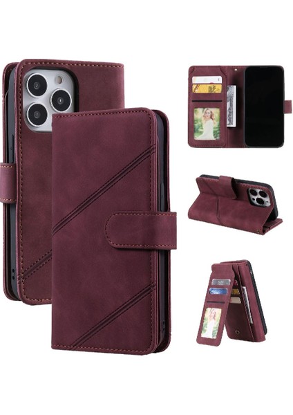 IPhone 13 Için Kılıf Pro Max Cüzdan Flip Folio Bileklik Kart Tutucu Pu (Yurt Dışından)
