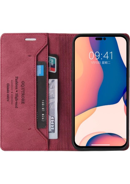 IPhone 15 Için Kılıf Pro Max Kickstand Iki Kart Yuvaları Premium Deri (Yurt Dışından)