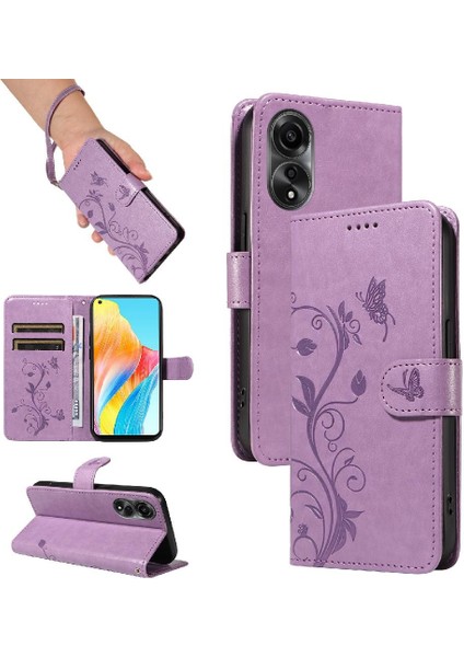 Oppo A78 4g Için Kılıf El Kayışı ile Yüksek Kaliteli Deri Cüzdan Telefon (Yurt Dışından)
