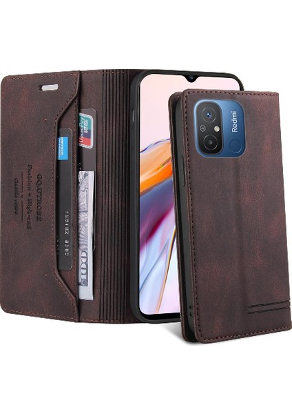 Xıaomı Redmi 12C Premium Deri Premium Deri Kılıf Kickstand Iki (Yurt Dışından)