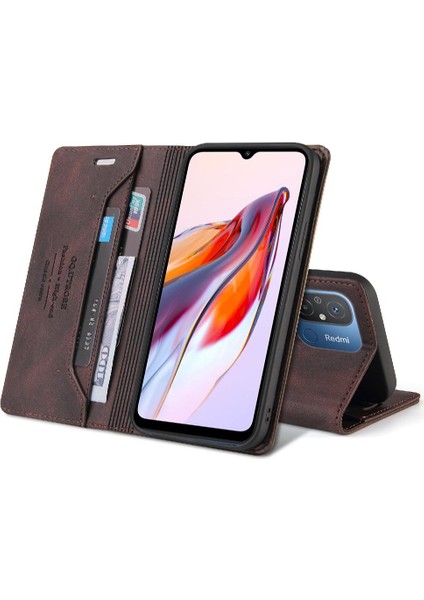 Xıaomı Redmi 12C Premium Deri Premium Deri Kılıf Kickstand Iki (Yurt Dışından)