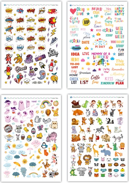 Cabuk Baskı Etiket Kitabı, Sticker Book, 1000 Adet Mega Set 16 Sayfa A5 Boyut, Defter, Kitap, Ajanda Etiket Seti