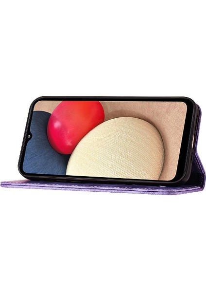 Samsung Galaxy A12 5g Kart Cep Cüzdan Kılıf Kabartmalı Kedi (Yurt Dışından)
