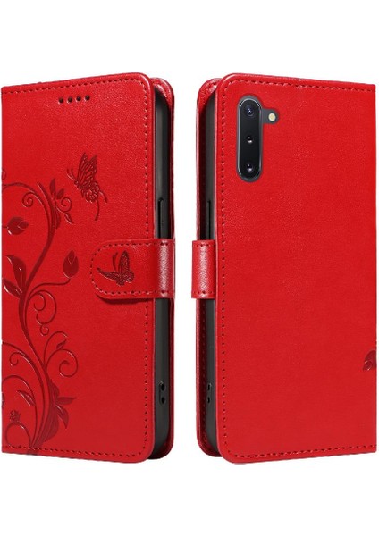 El Kayışı ile Samsung Galaxy Not 10 Için Kılıf Cüzdan Telefon Kılıfı Kabartmalı (Yurt Dışından)